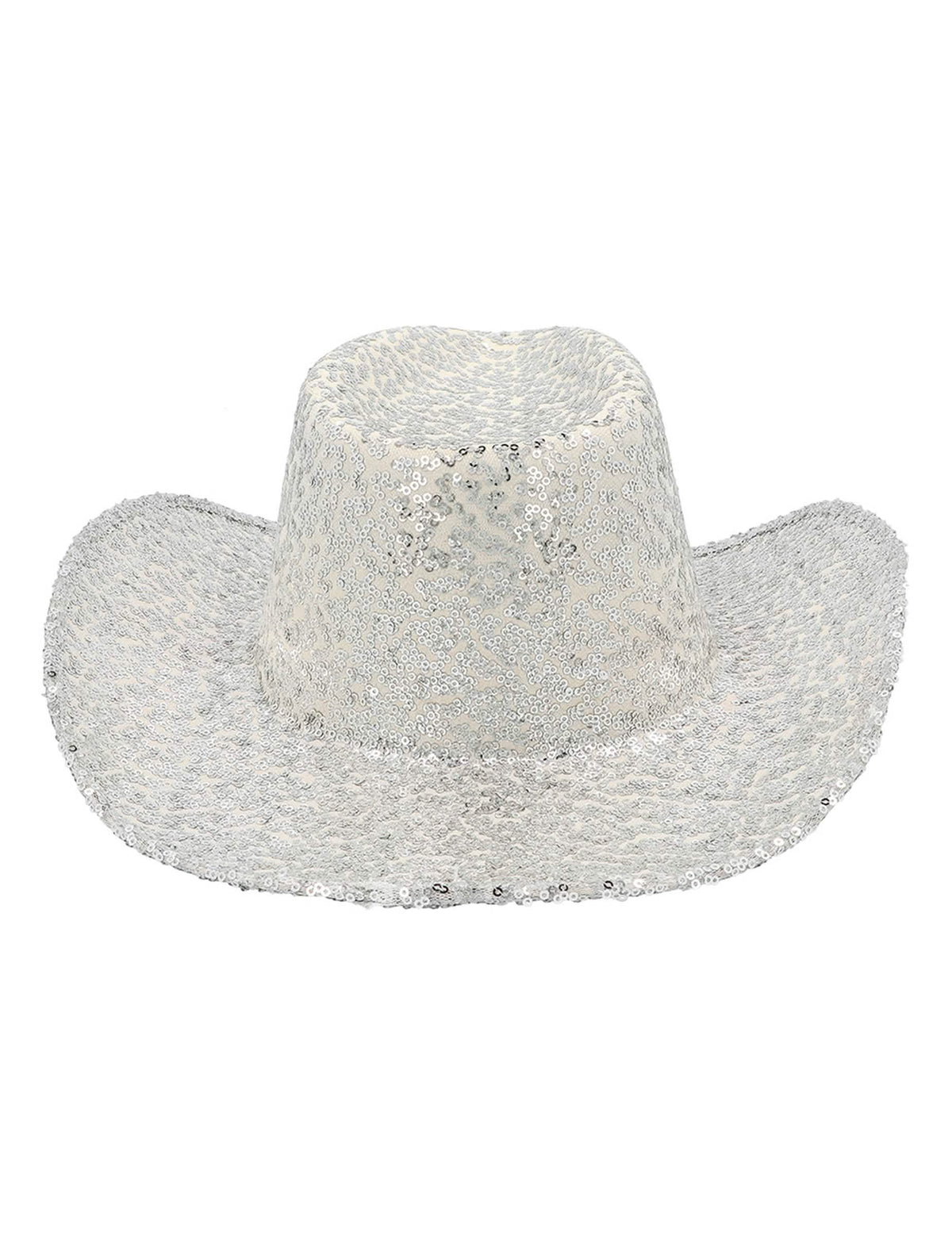 Vue de dessus du chapeau de cowboy à sequins pour adulte argenté