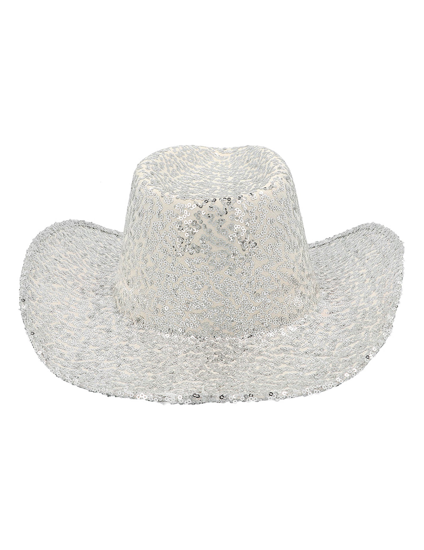 Сребърна каубойска шапка с пайети за възрастни