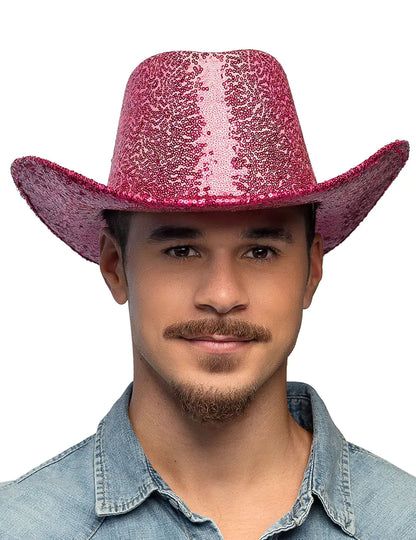 Vue de face du chapeau de cowboy à sequins
