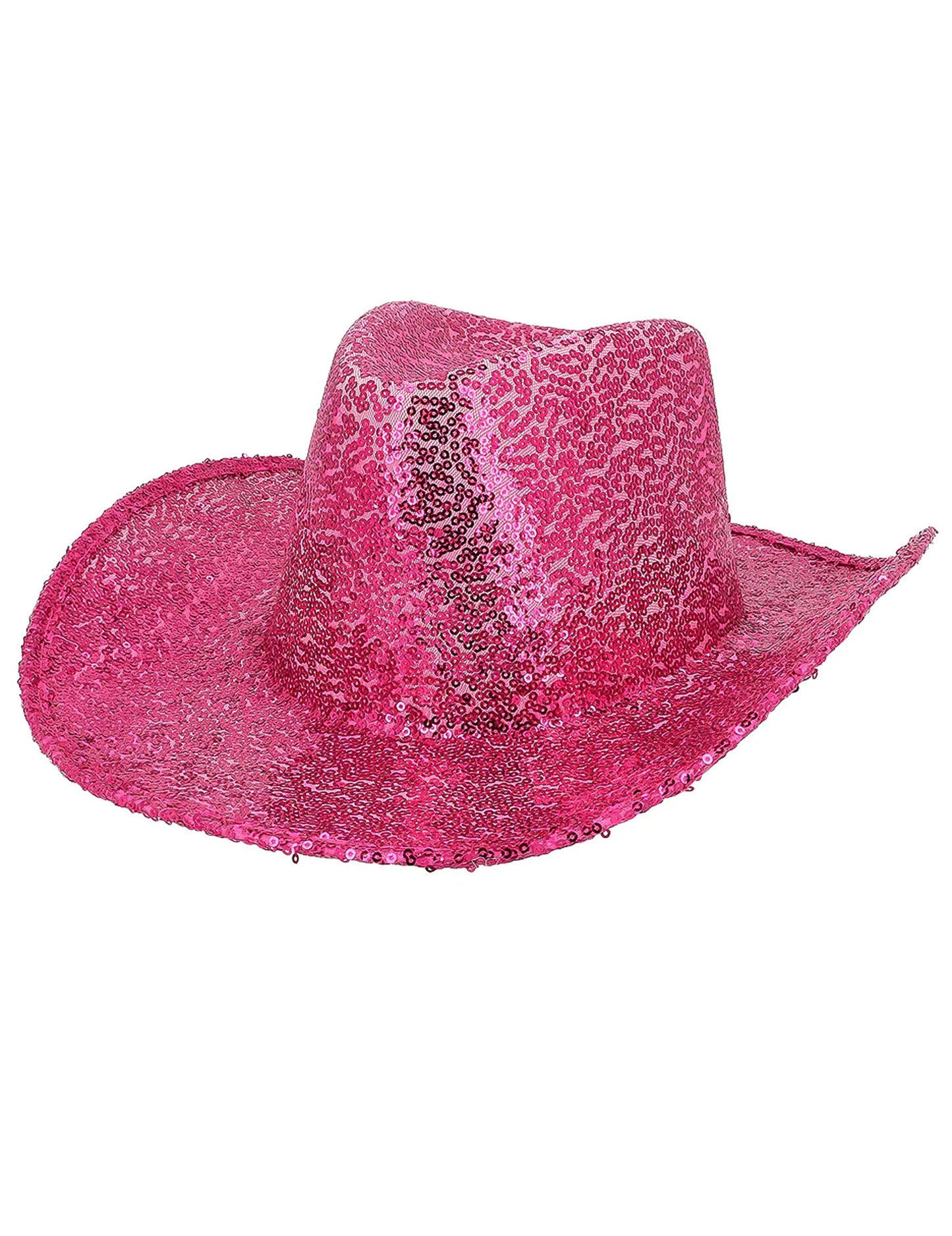 Vue de trois-quarts du chapeau de cowboy à sequins