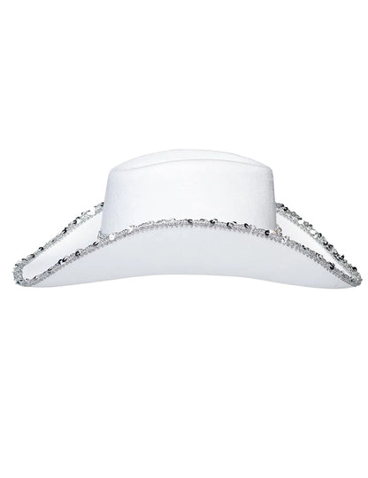 Vue de côté du chapeau de cowboy Bride à strass