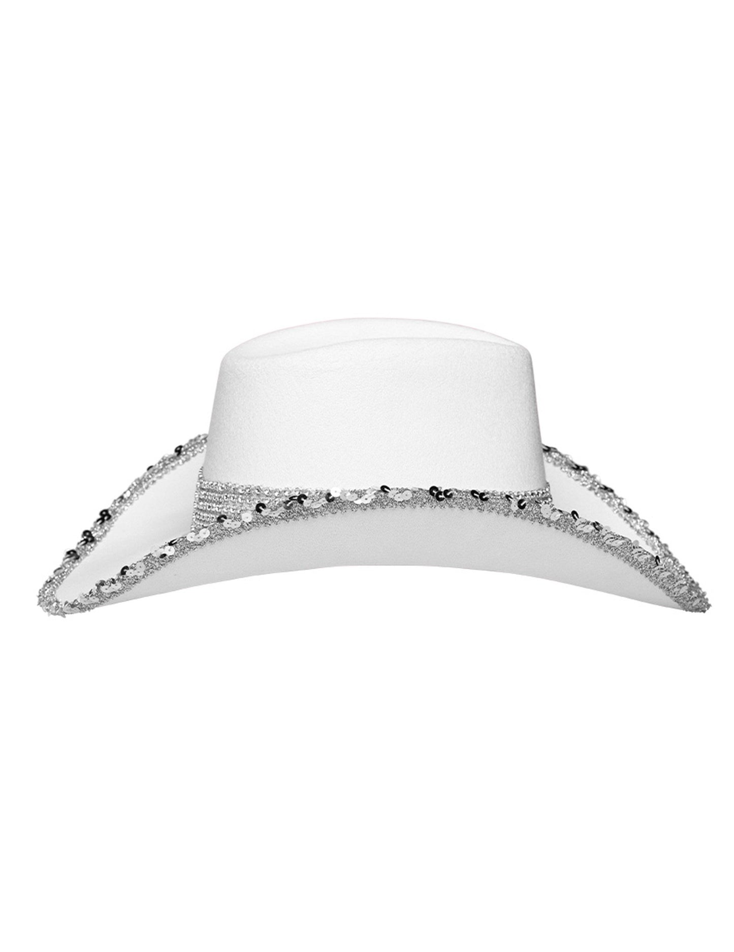 Бяла каубойска шапка за възрастни с кристали