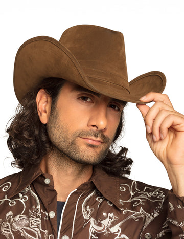 Възрастен кафяв ефект на кожата каубойска шапка