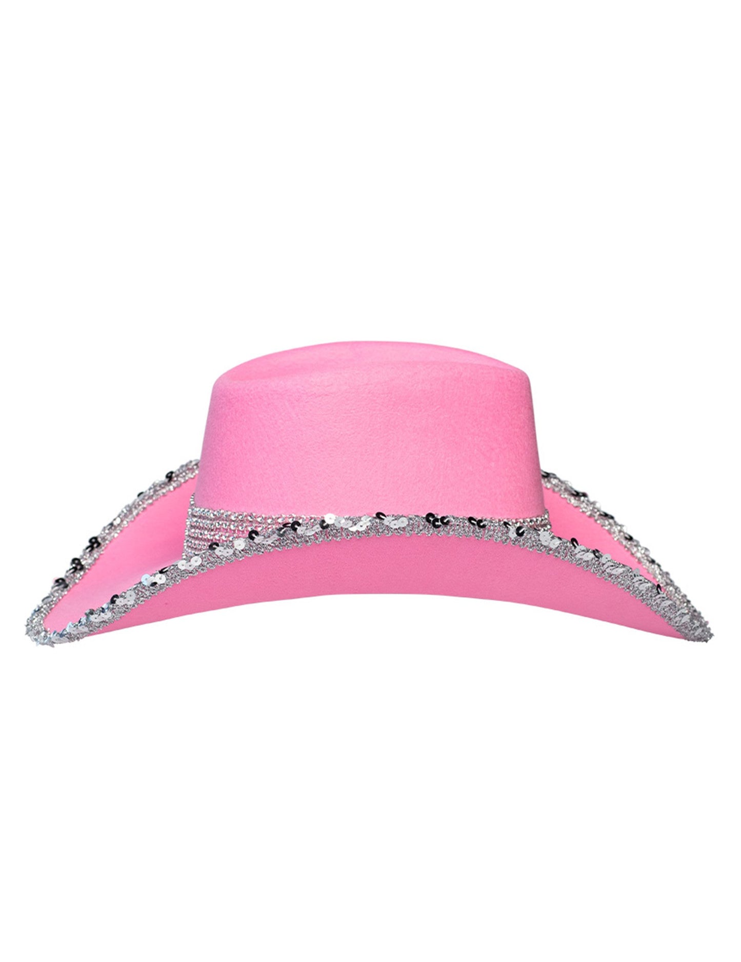 Светлорозова каубойска шапка за възрастни с кристали