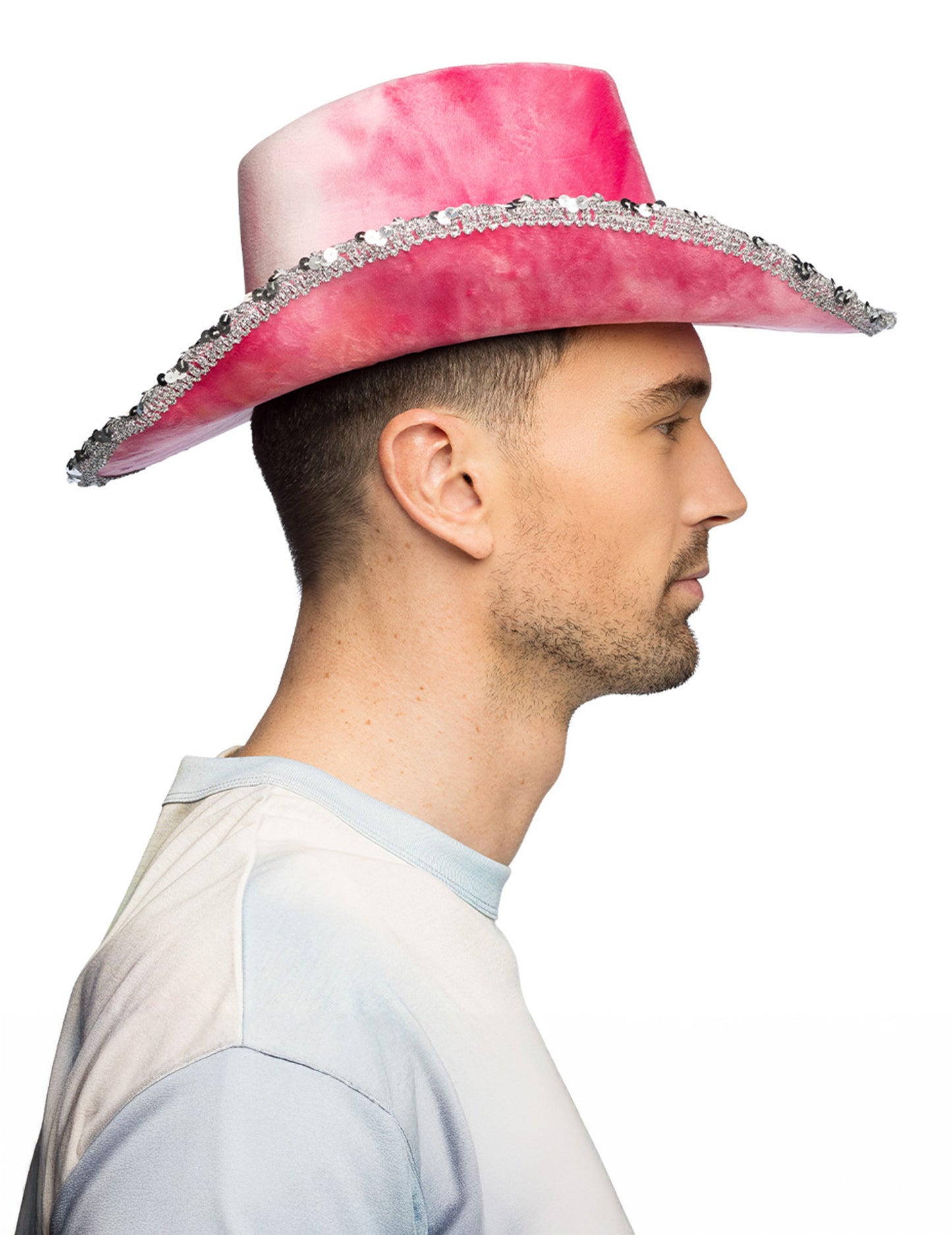 Розова каубойска шапка с тай-дай принт за възрастни