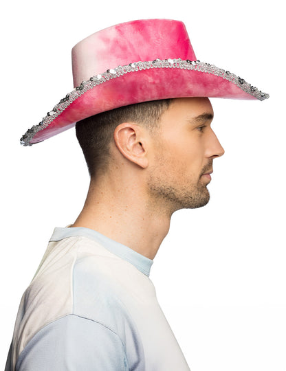 Розова каубойска шапка с тай-дай принт за възрастни