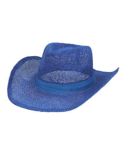 Синя плетена каубойска шапка за възрастни