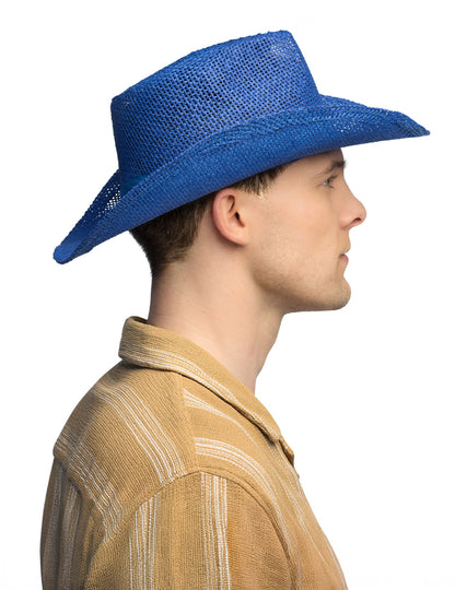 Синя плетена каубойска шапка за възрастни