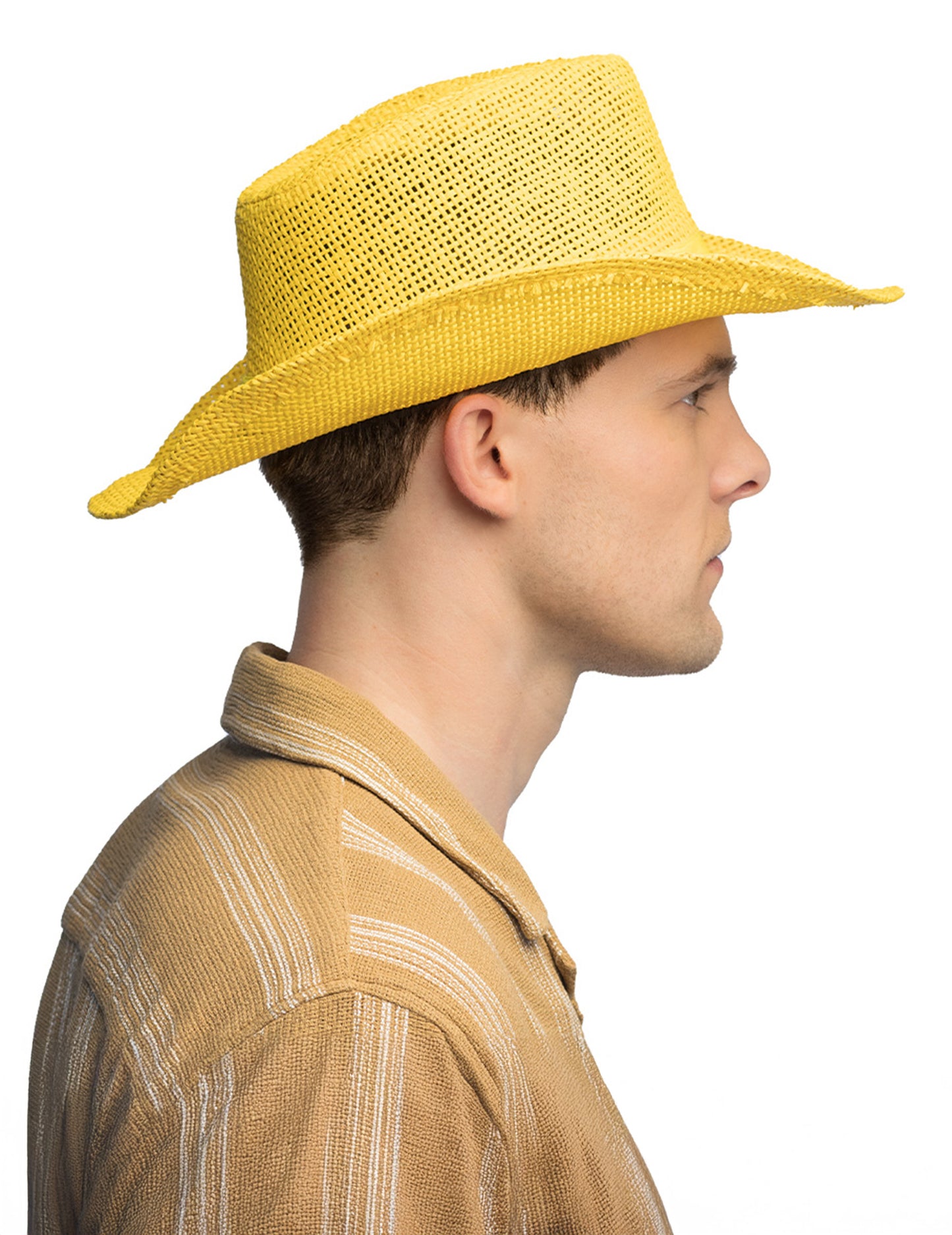 Жълта плетена каубойска шапка за възрастни