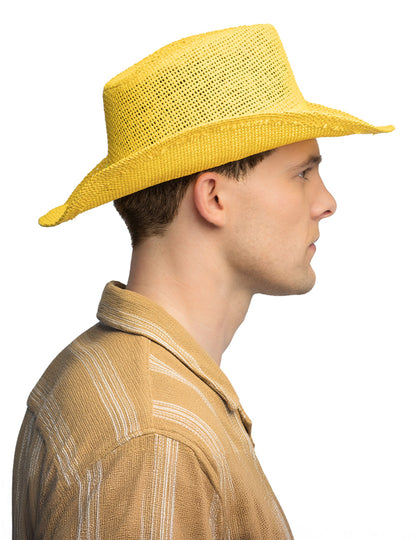 Жълта плетена каубойска шапка за възрастни