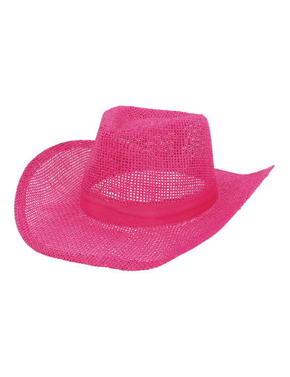 Розова плетена каубойска шапка за възрастни