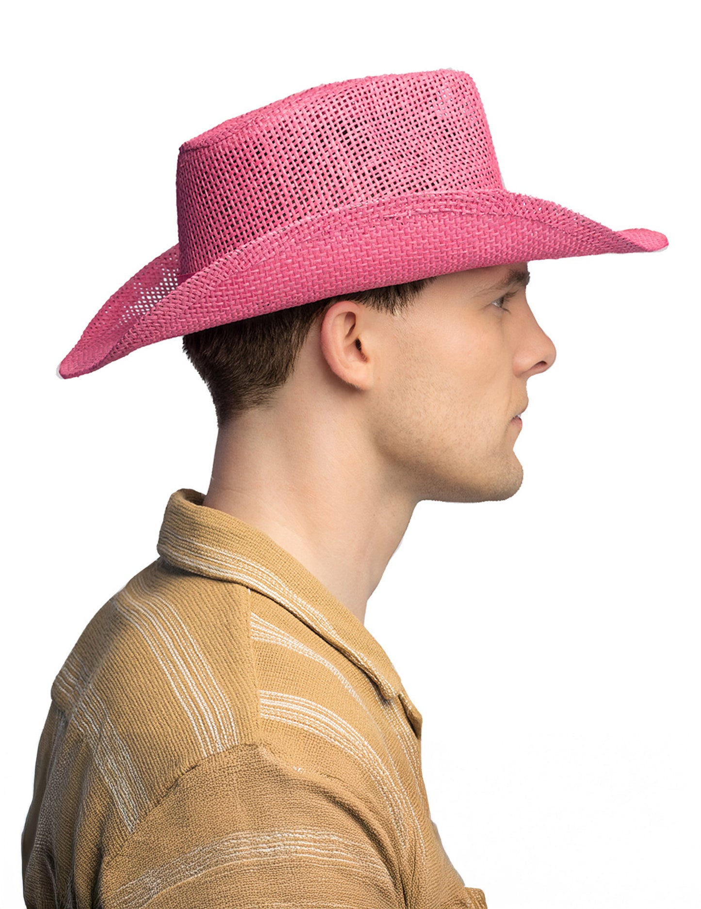 Розова плетена каубойска шапка за възрастни