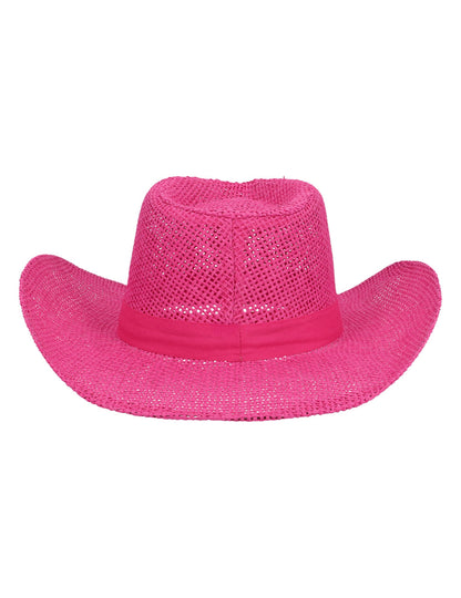 Розова плетена каубойска шапка за възрастни