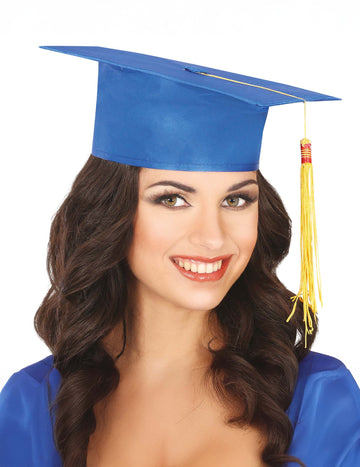 Възрастна синя шапка за дипломиране