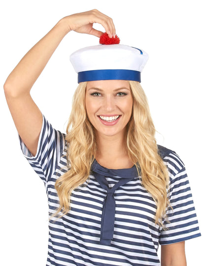 Chapeau de marin à pompon adulte