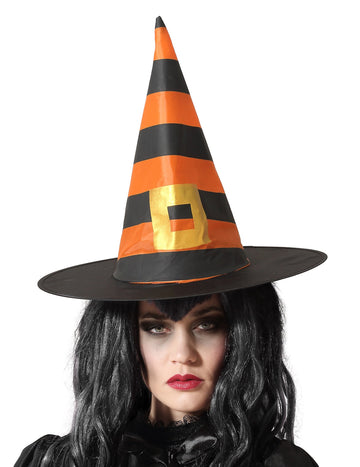 Оранжева и черно раирана вещица шапка