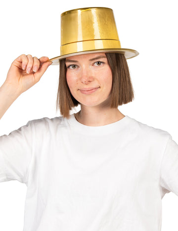 Блестяща златна цилиндър шапка