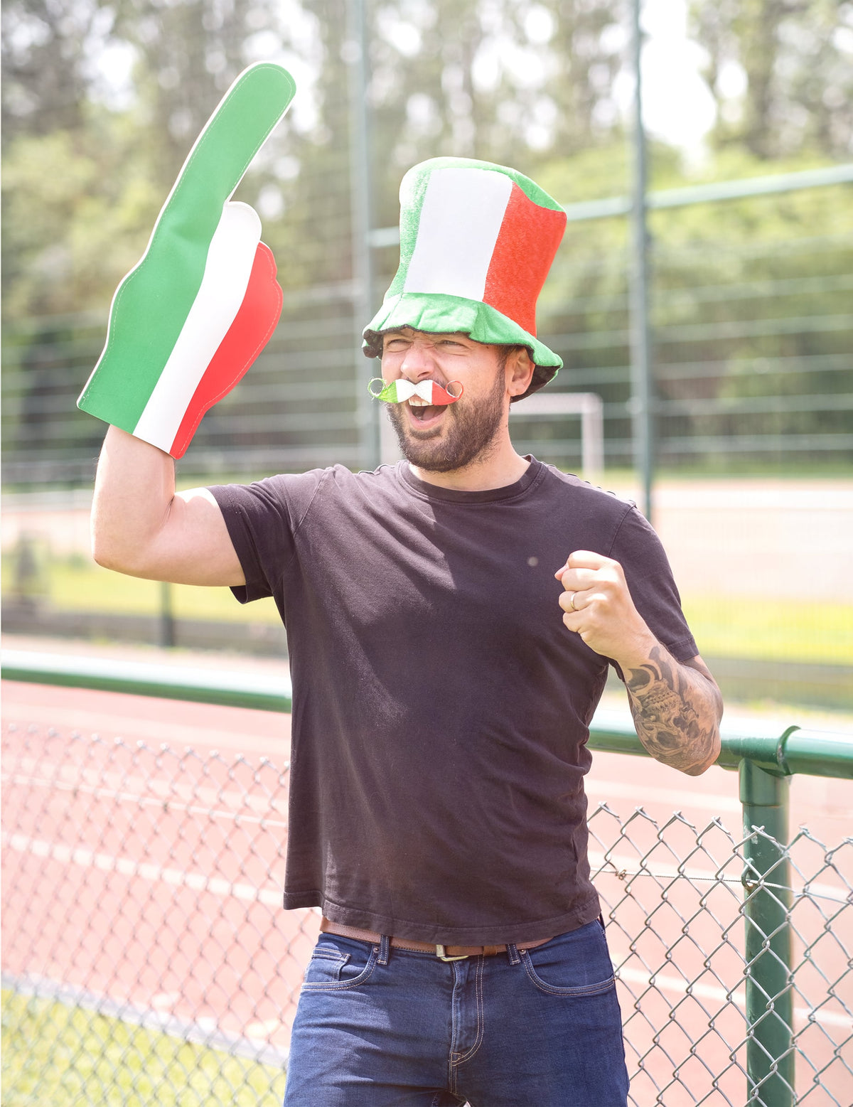 Mise en situation de supporter du chapeau haut de forme Italie