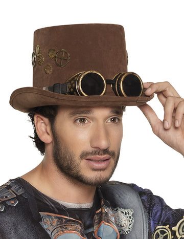 Кафява горна шапка се отбива с steampunk възрастни чаши steampunk