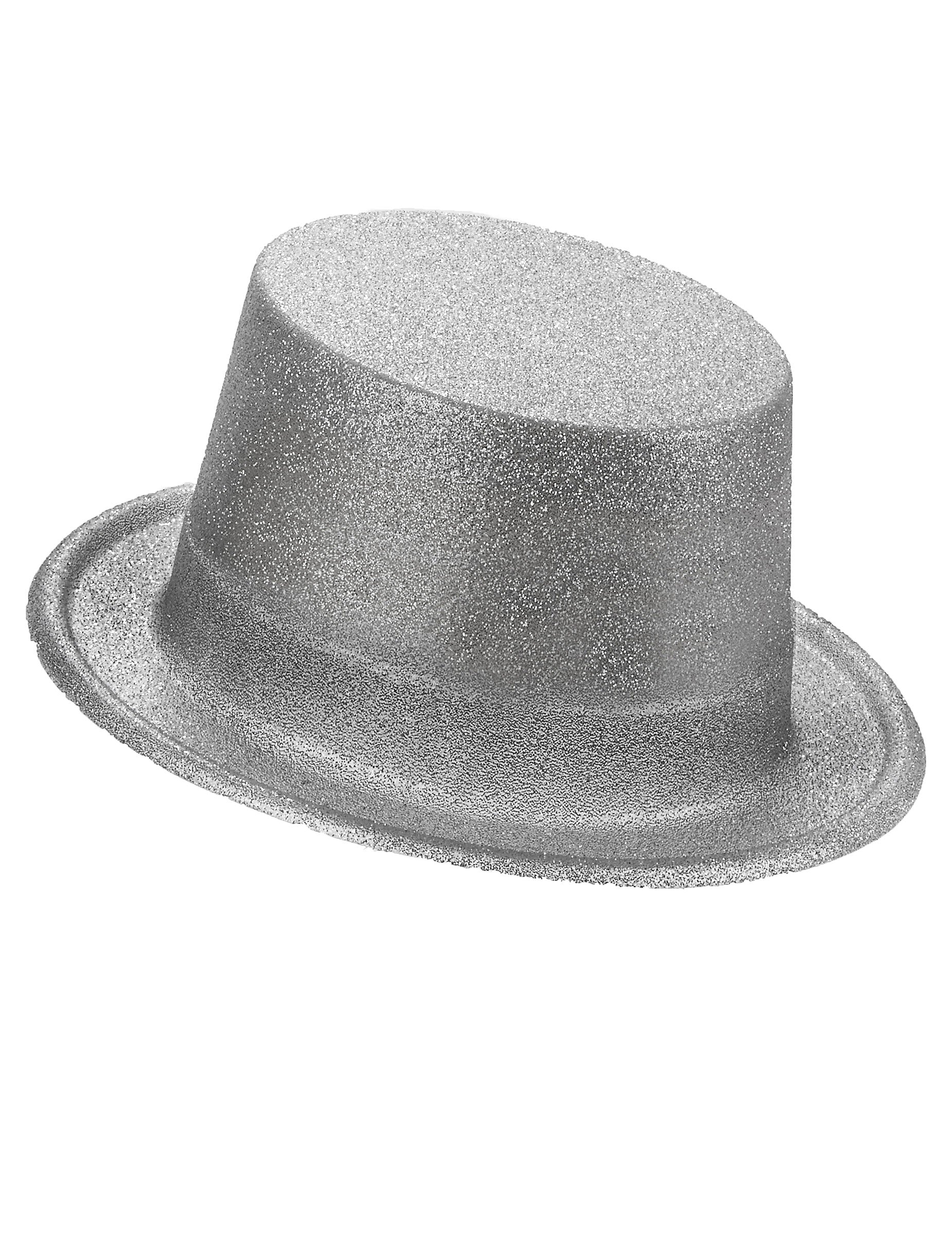 Vue de profil du chapeau haut de forme en plastique pailleté