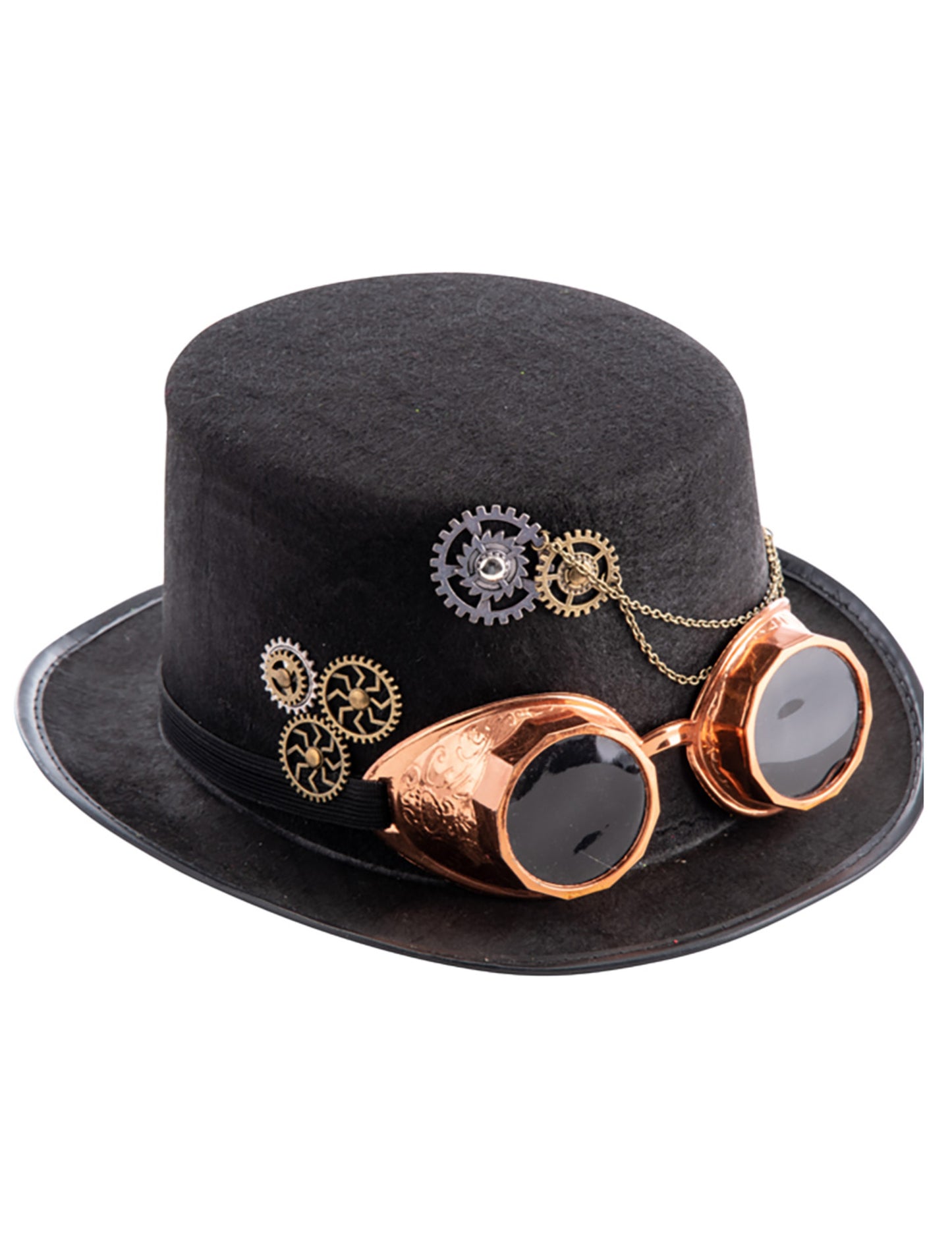 Горната шапка на Steampunk в филц с очила за възрастни