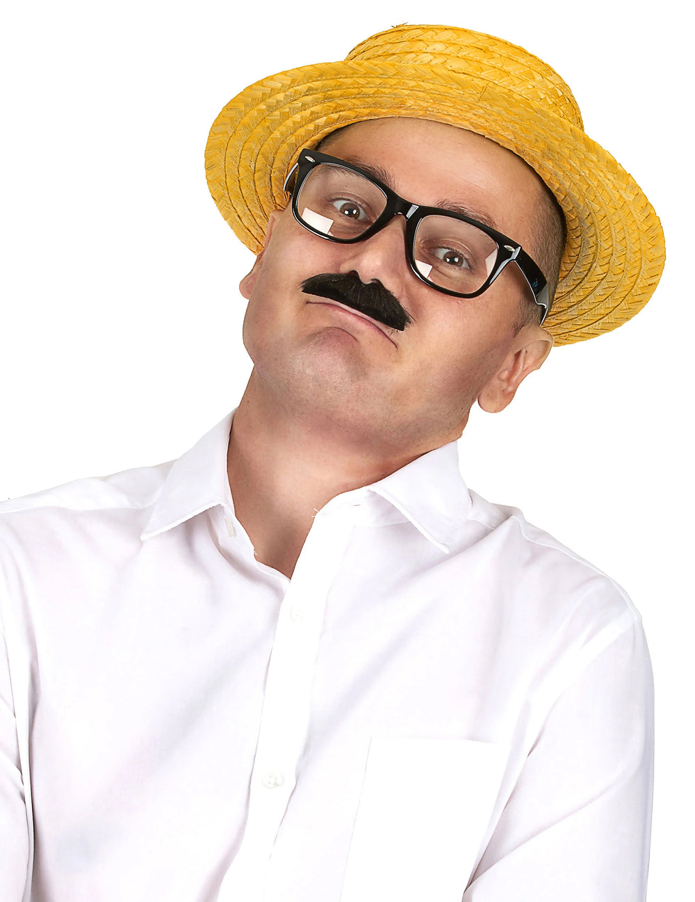 Chapeau de paille canotier pour adulte jaune
