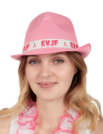 Розова шапка за моминско парти за възрастни с бяла панделка, надпис EVJF