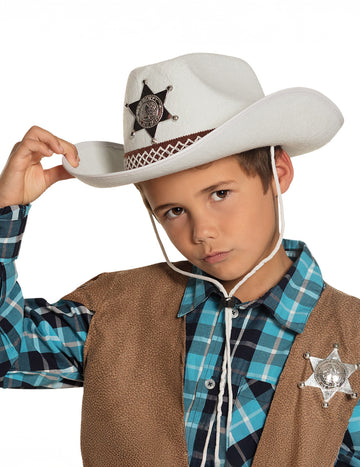 Детска бяла шапка на шериф