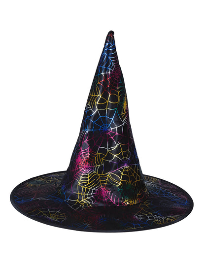 многоцветна детска вещическа шапка с паяжина