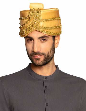 Chapeau de sultan pour adulte doré avec perles et broderies