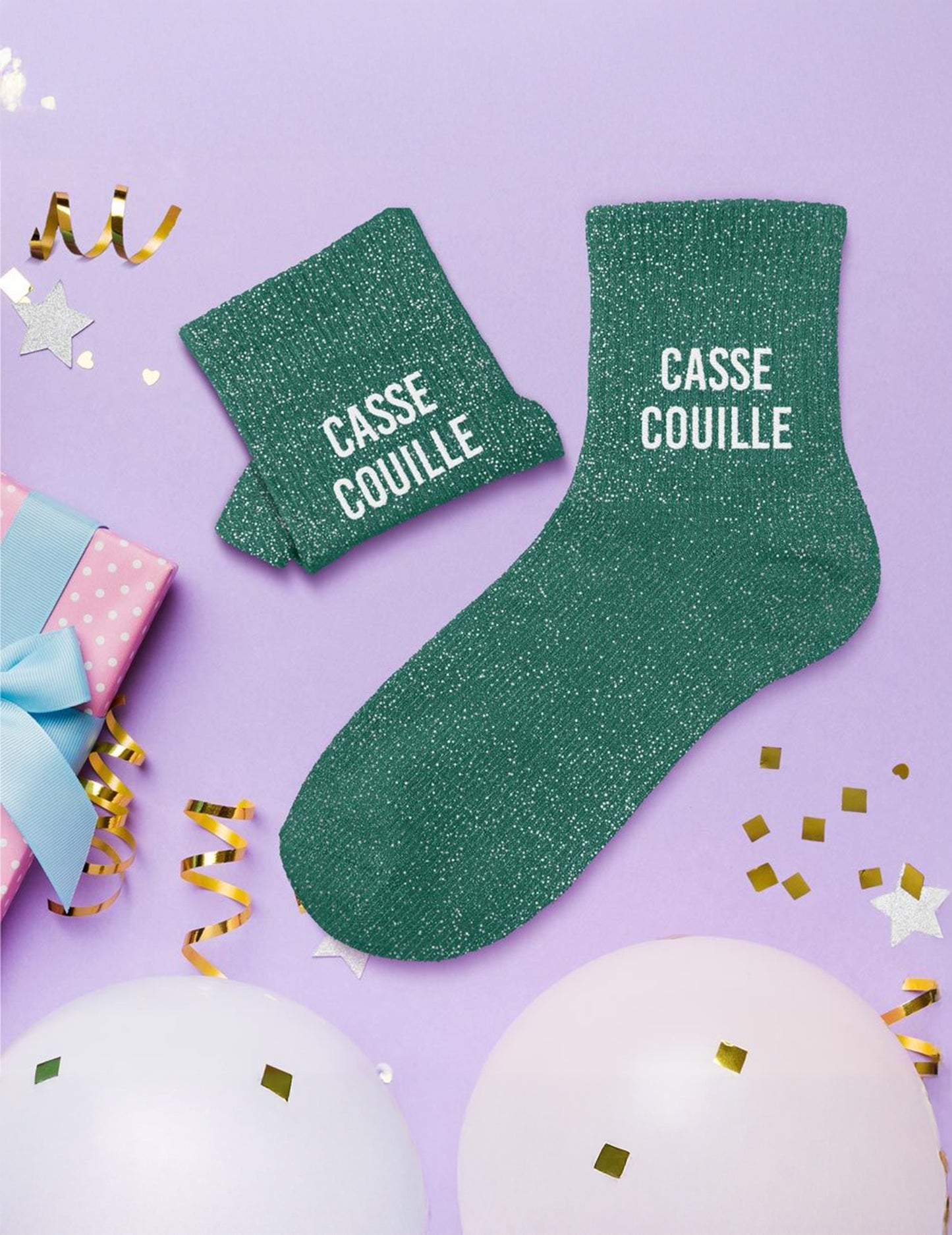 Mise en scène festive des chaussettes à paillettes Casse couille pour femme