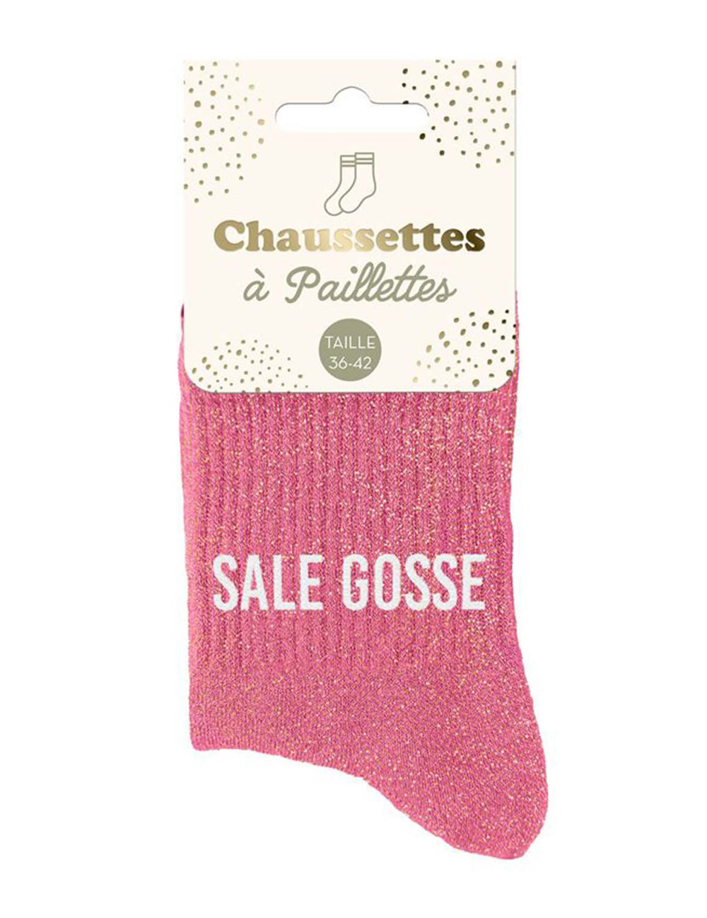 Vue du packaging des chaussettes à paillettes Sale gosse