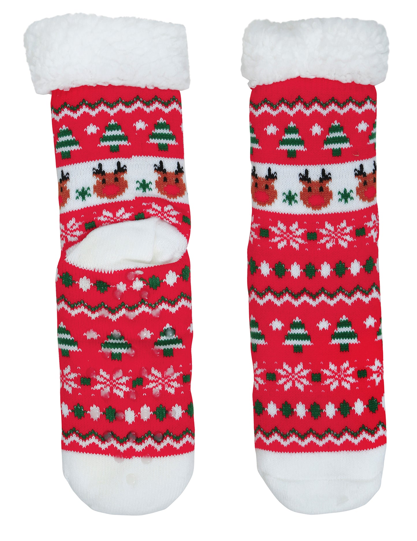 Червени термо чорапи за възрастни с коледни елени