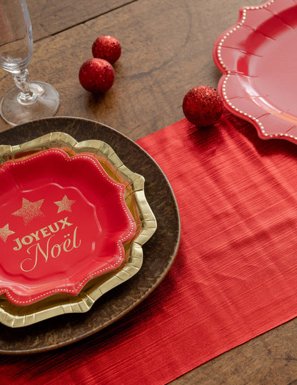Chemin de table brillant rouge 27 cm x 2,5 m
