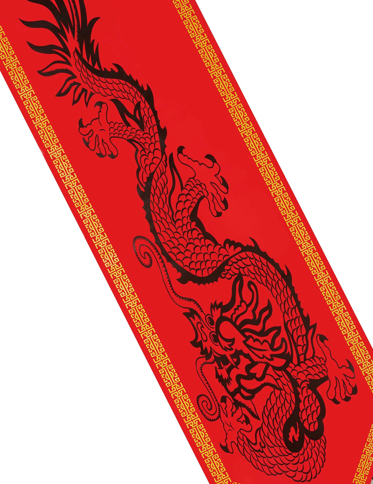 Détail du motif dragon du chemin de table en plastique dragon pour fête