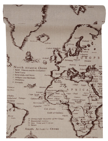 Памучен пътека за маса с дизайн на карта за пътуване, 28 cm x 3 м световна тема