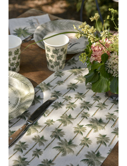 Памучен пътека за маса в тропическа джунгла, зелен цвят, 28 бр. cm x 3 м