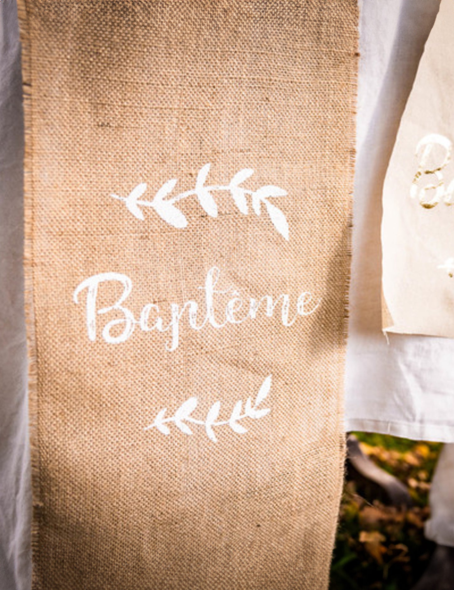 Пътека за маса от зебло за кръщене с листа, 5 м