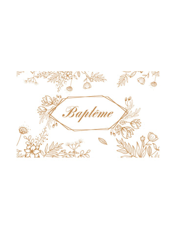 Пътека за маса с флорални мотиви за кръщене 30 бр. cm x 5 м бяло и златно