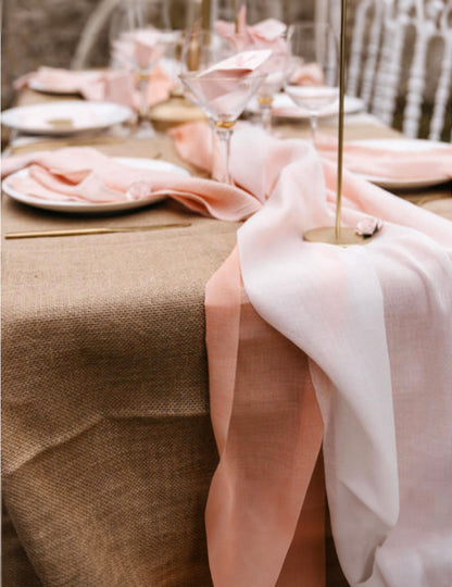 Розова муселинена пътека за маса 14 cm 5 м x сватбена украса