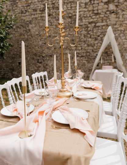 Розова муселинена пътека за маса 14 cm 5 м x сватбена украса