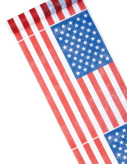 Chemin de table intissé USA pour fête bleu blanc rouge à étoiles et rayures