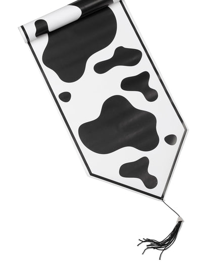 Chemin de table vache pour fête blanc et noir à taches en plastique