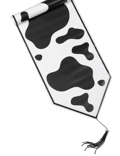 Chemin de table vache pour fête blanc et noir à taches en plastique