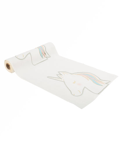 Chemin de table licorne pastel pour décoration de fête velours blanc