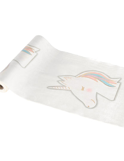 Détail du motif du chemin de table licorne pastel