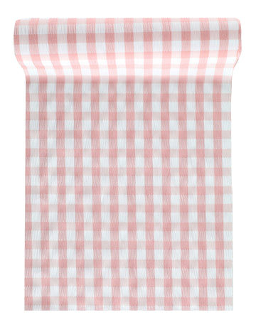 Розов кариран пътека за маса 26 cm x 3 м тема „гингета“