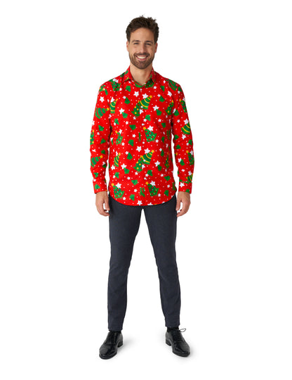 Червена коледна риза с мотиви Suitmeister™ за възрастни 