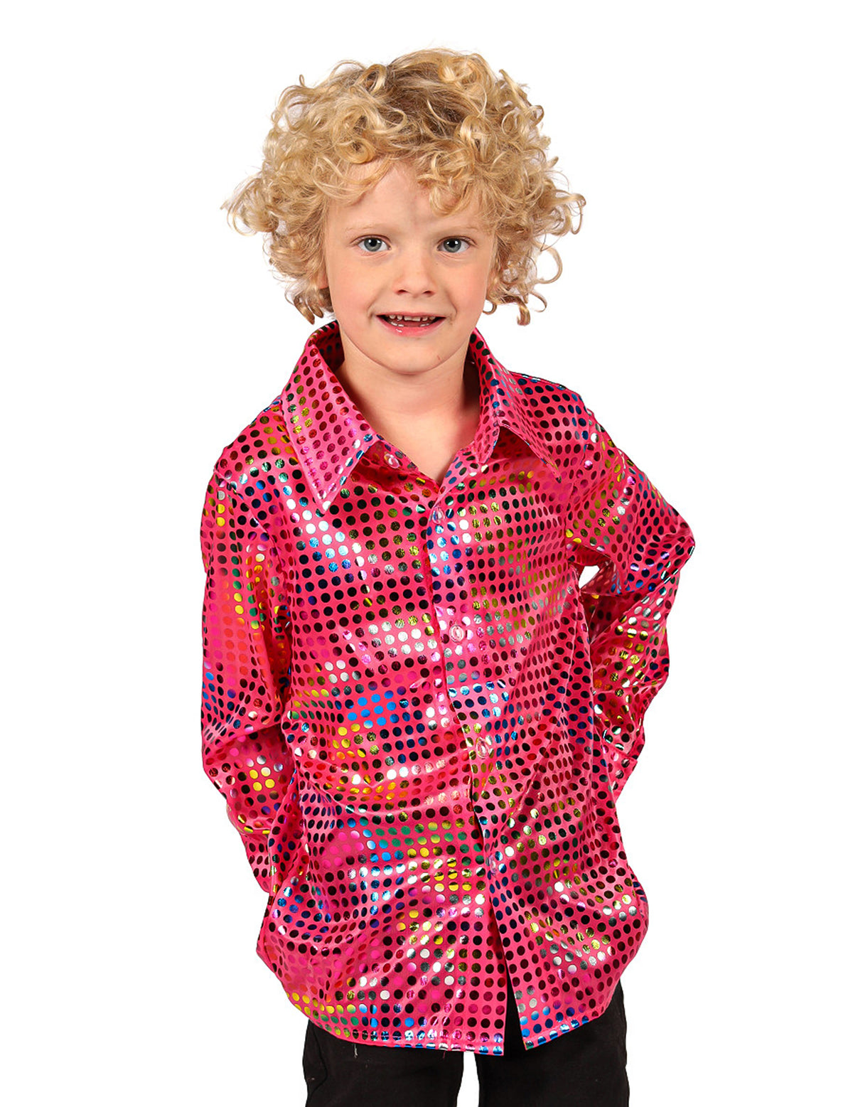 Chemise disco à paillettes rose enfant
