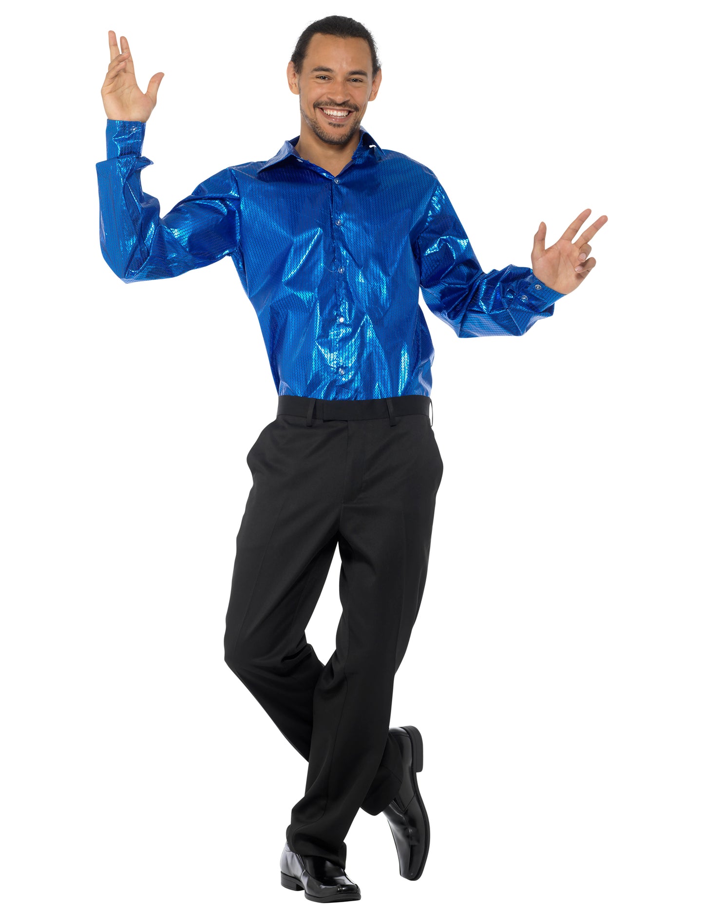 Мъжки сини пайети диско риза